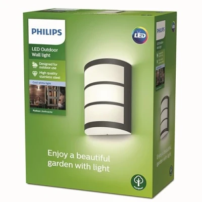 Bild av Philips Python LED utomhusvägglampa antracit 4000K