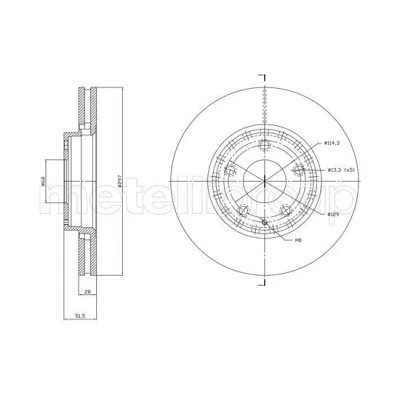 Bild av METELLI 23 1850C Disque de frein 297,0 28,0 5 68,0 ventilé peint MAZDA: CX I, II