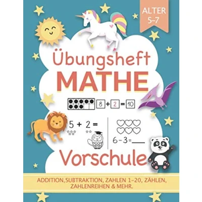 Bild av Übungsheft Mathe Vorschule Alter 5 7 Addition, Subtraktion, Zahlen 1 20, Zählen, Zahlenreihen &amp; Mehr.: Vorschulblock (Homeschooling geeignet)