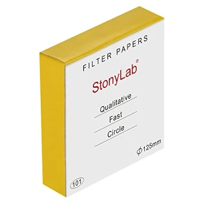 Bild av stonylab kvalitativt filterpapper, 125 mm diameter snabb hastighet cellulosa filterpapper cirklar, 25 mikrometer partikelåterhållning, 100 förpackningar