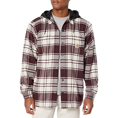 Bild av Carhartt Rugged Flex Relaxed Fit Flannel Fleece Fodrad Hooded Jac Work Utility Button Down Shirt, Malt, L