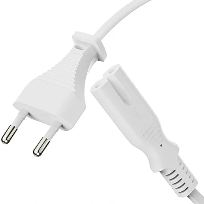 Bild av conecto strömkabel, Euro rak kontakt till IEC C7 uttag, rak, strömkabel för hushållsapparater, 5,00 m, vit