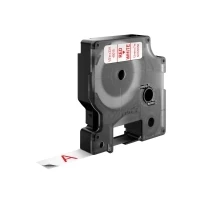 Bild av DYMO D1 etiketter, 12 mm x 7 m rulle, rött tryck på vitt, självhäftande etiketter för LabelManager etikettskrivare, autentiska