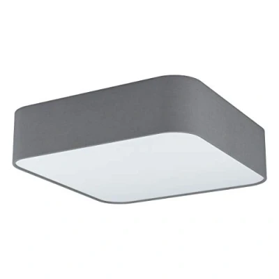 Bild av EGLO Flush taklampa som passar Pasteri torg, 5 glödlampor belysning av stål, tyg och plast i vitt grått, vardagsrum, kök halllampa, E27 uttag