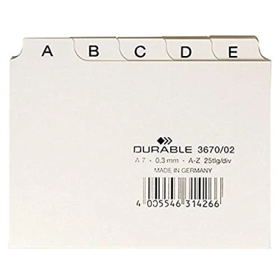 Bild av Durable 367002 Ledkort A Z A7L, vit
