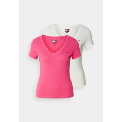 Bild av Tommy Jeans V NECK TEE 2 PACK Tshirt bas, Storlek: 32, Ecru / jewel pink