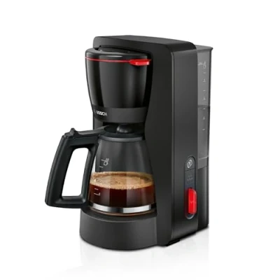 Bild av Bosch MyMoment TKA3M133 kaffebryggare med filter, 1,25 l glaskanna, för 1015 koppar, varmhållningsfunktion 60 min, droppfritt system, vridbar filterhållare