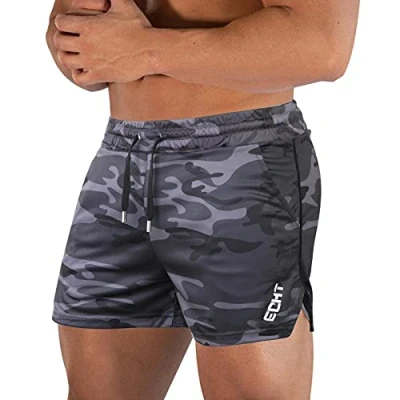 Bild av Superora Löpning gym sportshorts andningsbara utomhus träning träningsshorts med fickor, Grå kamouflage, L