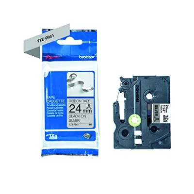 Bild av Ruban Laminé pour Etiqueteuses Brother TZE R951 Argenté Noir