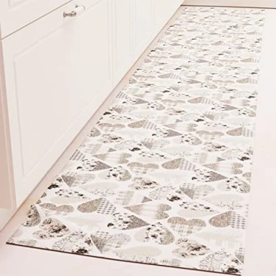 Bild av PETTI Artigiani Italiani Köksmatta löpare kök halkfri och tvättbar 52 x 280 cm hjärtdesign grå 100% tillverkad i Italien