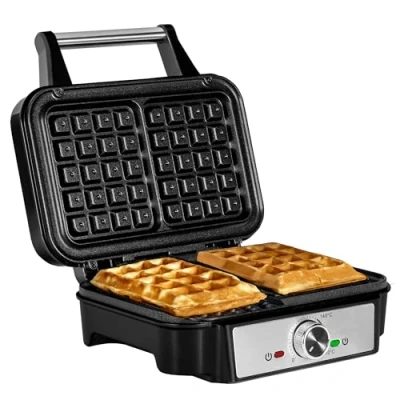 Bild av ​Gofree Chef Dubbel Våffeljärn 1200W, Justerbar Temperatur, Non Stick, 2 Våfflor Samtidigt, Indikatorlampor, Värmeisolerad Design​