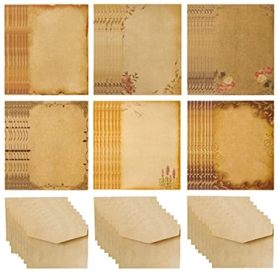 Bild av HCRXVV 48 ark papper med 24 kuvert, DIN A5 pergamentpapper, tryckt på båda sidor, lämplig för certifikatpapper, kärleksbrev