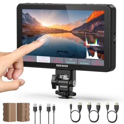Bild av NEEWER F700 tomtmonitor för 7 tums kamera, 2000nit 1920x1080 HD pekskärm med 3D LUT, 4K HDMI ingång/utgång Peak Focus DSLR Video Assist HDR Waveform, 2 NP F750 batterier och kabel
