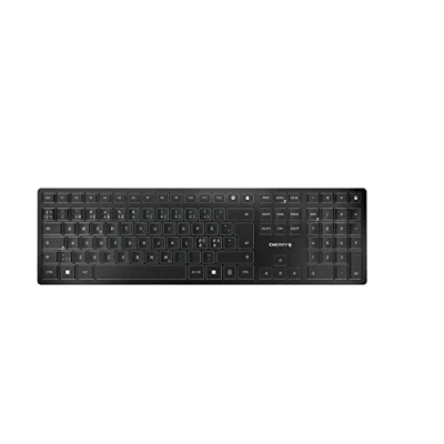 Bild av CHERRY KW 9100 SLIM, trådlöst tangentbord, Panordic layout, QWERTY Bluetooth eller trådlös anslutning, SX saxfunktion, uppladdningsbar via USB kabel, platt, svart silver
