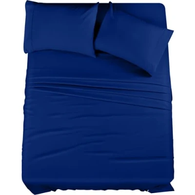 Bild av Utopia Bedding Queen sängkläder set 4 delar borstad mikrofiber krympnings och blekningsbeständig enkel skötsel (drottning, kungsblå)