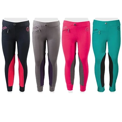 Bild av PFIFF Unisex barn Viff 102603 ridleggings Ella tyg trimma flickor ridbyxor, rosa/grå 122 rosa/grå, EU
