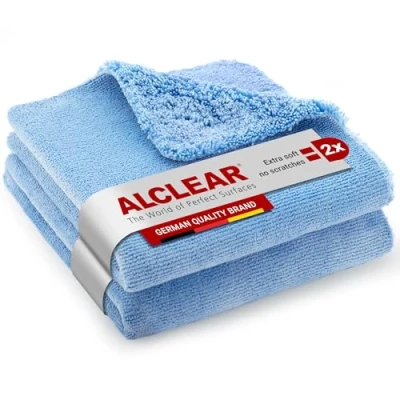 Bild av ALCLEAR Poleringsduk biltorkduk uppsättning om 2 premium mikrofiberhanddukar bil för professionell färgvård 40 x cm mikrofiberduk repfri torkning och polering av