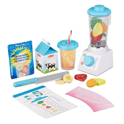 Bild av Melissa &amp; Doug Set med smoothie + shakerblender , Låtsaslek Leksaksmat 3+ Present till pojke och flicka