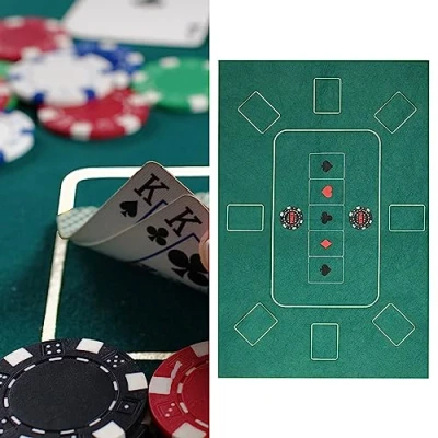 Bild av Cepewa Poker bordsskiva │ 60 x 90 cm 100 % polyester filt grönt tryckt │vikbar pokermatta