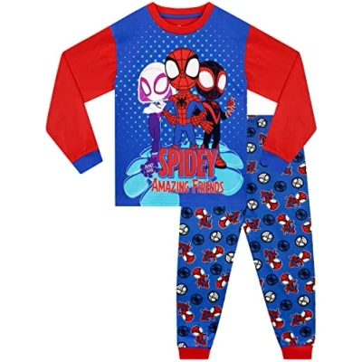 Bild av Marvel Spiderman Pyjamas för Pojkar Långärmade Nattkläder Barn Blå 98