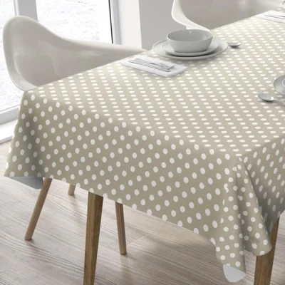 Bild av Home Direct rektangulär vaxduk PVC avtorkningsbar bordsduk bordsskydd 140 cm x 180 55 70 prickig beige