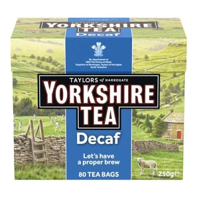 Bild av Yorkshire Tea Koffeinfritt Uppfriskande och Stark, Svart Te Traditionellt Brittiskt Ansvarsfullt Inköpt 80 Tepåsar