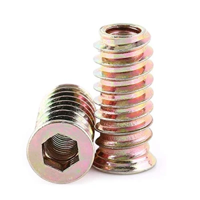Bild av 20 st M6/M8/M10 skruvsats platt huvudbult sexagonala muttrar för kolstålhylsa, gängade trämöbler (M6 x 25 mm)