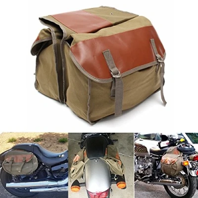 Bild av Alamor Motorcykel canvas sadelväskor häst ryggsäck kompatibel med H ale y Spo r tster/Hon da