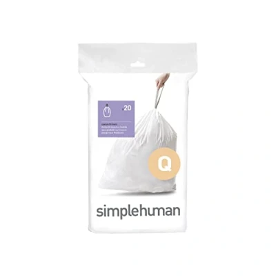Bild av simplehuman CW0176 kod Q anpassad passform papperskorgar, vit plast (paket med 20 foder)