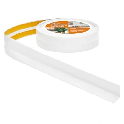 Bild av Quest mjuk golvlist självhäftande 30 mm x böjlist slutremsa för kök badrum tätningstejp PVC flexibel vattentät dekorativ 5 meter vit