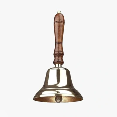 Bild av Blandade kollektioner traditionell trähandtag mässingsklocka Sista beställningsklocka med metallklappa Perfekt för hotell, reception, middag, bibliotek, pub, skola klassiska klockspel