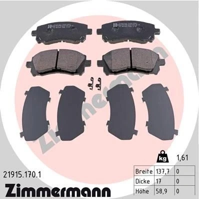 Bild av Bromsbeläggssats, skivbroms Zimmermann 21915.170.1