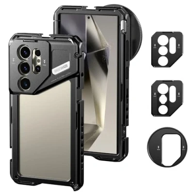 Bild av NEEWER S24 Ultra Cage, Video Rig stabilisator smartphone med adapter filter 67 mm/lins bakplatta 17 mm/T mount objektivadapter, kompatibel Samsung Galaxy Moment T serie objektiv, PA042