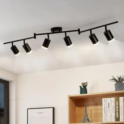Bild av Gr4tec LED taklampa 6 Flame, modern Spot Black, Swivel, metall GU10 för hall kök sovrum vardagsrum (utan glödlampa)