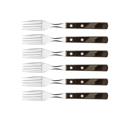 Bild av Tramontina Biffgaffel pizzagaffel, set, 6 delar, rostfritt stål, trähandtag brun, FSC, 20