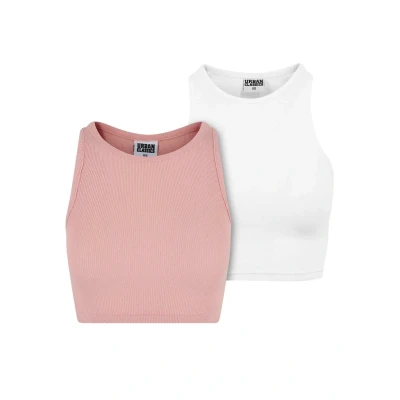Bild av Urban Classics Cropped 2PACK Linne, Storlek: XL, Lemonadepink white