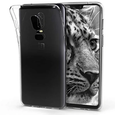 Bild av kwmobile fodral kompatibelt med OnePlus 6 genomskinligt mjukt smalt flexibelt skyddande TPU telefonskydd transparent