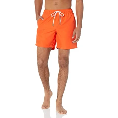 Bild av Amazon Essentials Men&#039;s Snabbtorkande badtröja 18 cm (7 tum), Orange, XS