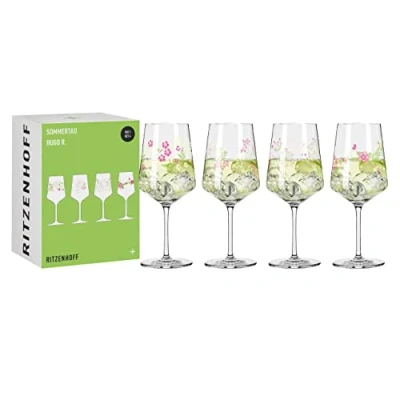 Bild av RITZENHOFF 6041003 Hugo glas set om 4 500 ml aperitif blommotiv, färgglada serie sommarrep tillverkad i Tyskland