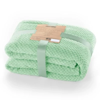 Bild av DecoKing gosig filt 150 x 200 cm pepparmynta mikrofiber levande överkast fleece mjuk skandinavisk stil mynta Henry
