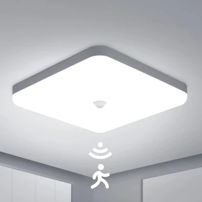 Bild av Combuh taklampa med rörelsesensor 30 W, IP56, 2400 lm, kallt vit 6500 K, vattentät LED för badrum, kontor, veranda, garage, balkong, 25 x 4 cm