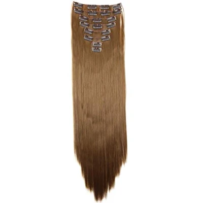 Bild av CAISHA XXL 50cm 8 delar set CLIP IN EXTENSIONS Hårförlängning Hårstycke Rak Ljusbrun CES105
