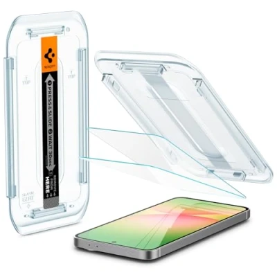 Bild av Spigen Glas.tR EZ Fit Skärmskydd kompatibel med Samsung Galaxy S24 FE, 2 Stycken, Sjabloon voor Installatiem, Kristallklart, Case friendly, 9H härdat glas