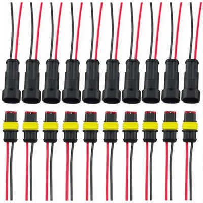 Bild av CESFONJER Bil vattentät kontakt, elektrisk hankontakt och honkontakt, AWG kontakt (2 stift med tråd x 10 kit)