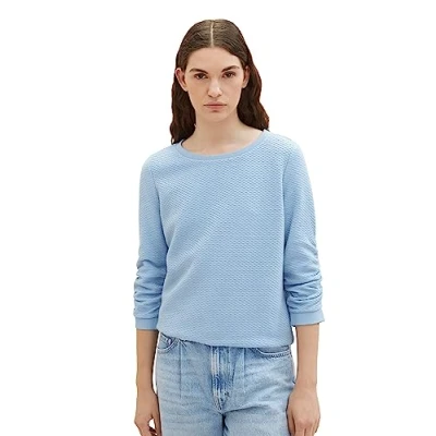 Bild av TOM Tailor Denim Structured Sweatshirt, Storlek: XS, Soft charming blue
