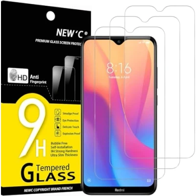 Bild av NEW&#039;C 3 Pack, skärmskydd i glas för Xiaomi Redmi 8, 8A, bubbelfri, 9H hårdhet, 0,33 mm ultratransparent, ultrabeständigt härdat