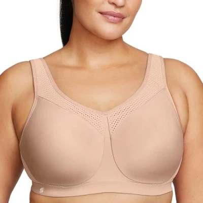 Bild av Glamorise Dam plus size Hi Impact sport bh bygel #9066, Kafé, 95G