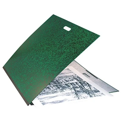 Bild av Exacompta Ref 542900E 1 Annonay ritbox med resårband och handtag baksida i tyg vitt omslag storlek 59 x 72 cm filformat för druvor (500 650 mm) färg grön
