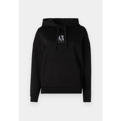 Bild av Armani Exchange dam, Icon Project, broderad logotyp, tröja med huva, svart, XL, XL