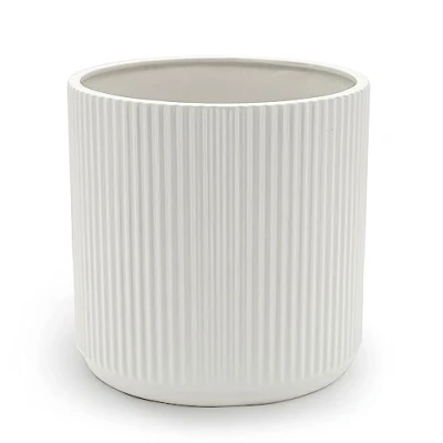 Bild av Amazon Basics rund, korrugerad keramisk kruka, 20,3 cm, vit